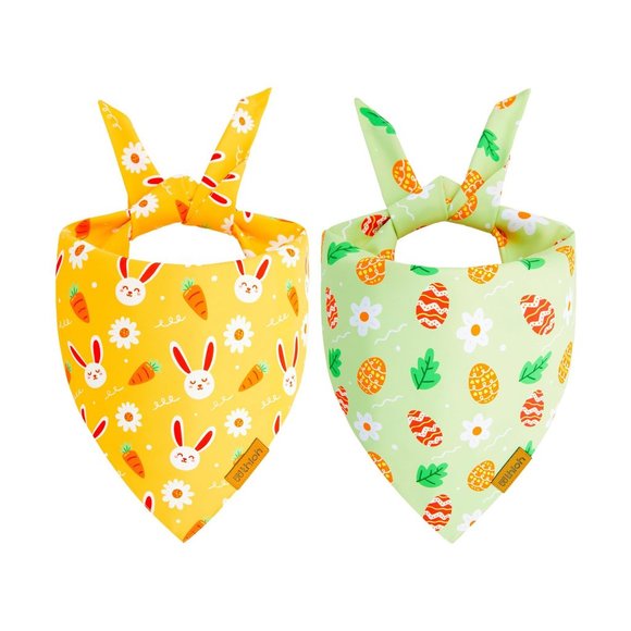 Easter Dog Bandanas 2 Pack - Pet Scarf for Boy and Girl, Spring Pet Acce… - Picture 1 of 7